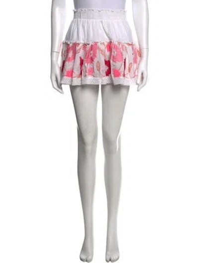Pre-owned Misa Floral Print Mini Skirt In White