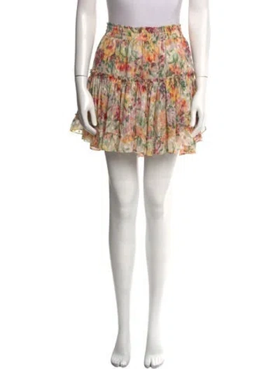 Pre-owned Misa Floral Print Mini Skirt In Yellow