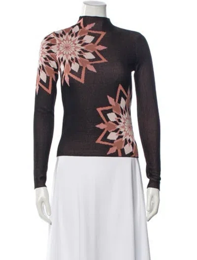 Pre-owned Misa Floral Print Mock Neck Top W/ Tags In Multi