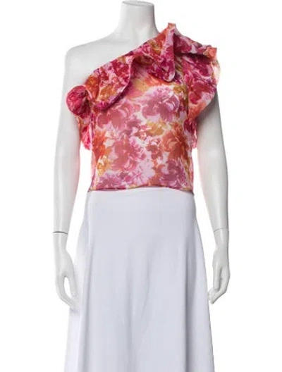 Pre-owned Misa Floral Print One-shoulder Blouse