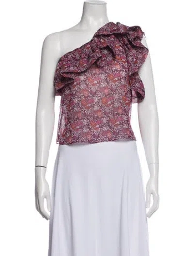 Pre-owned Misa Floral Print One-shoulder Top In Pink