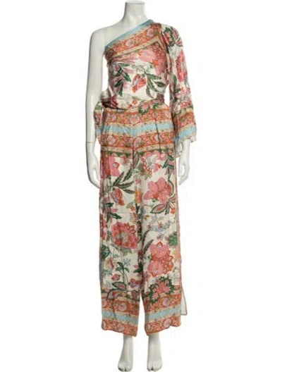 Pre-owned Misa Floral Print Pant Set In Blue/red/white