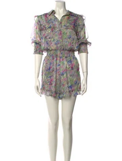 Pre-owned Misa Floral Print Romper In Multi