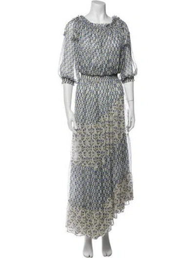 Pre-owned Misa Floral Print Ruffle Embellishment Skirt Set In Neutral