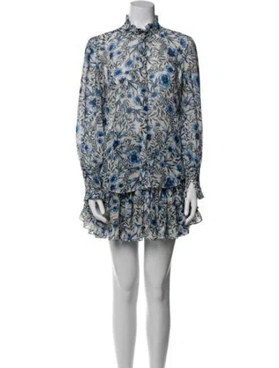 Pre-owned Misa Floral Print Ruffle Embellishment Skirt Set In Neutral