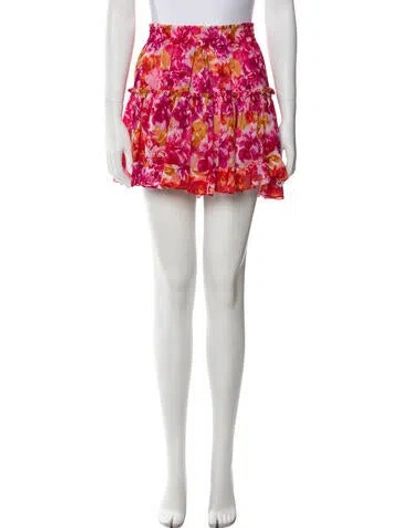 Pre-owned Misa Floral Print Ruffle Embellishment Skirt Set In Pink
