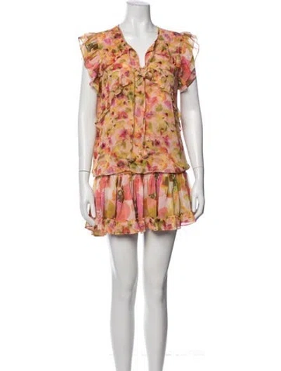 Pre-owned Misa Floral Print Skirt Set In Pink