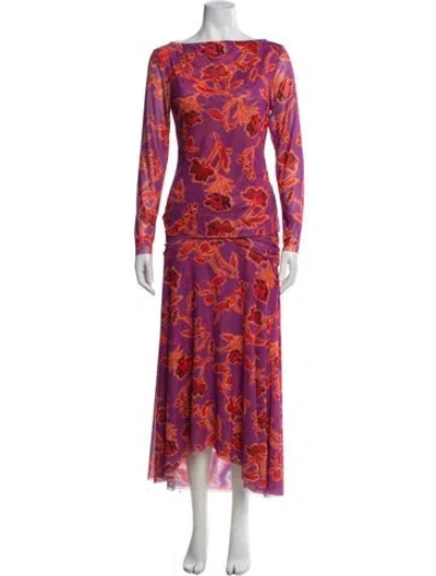Pre-owned Misa Floral Print Skirt Set In Pink