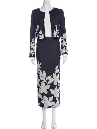 Pre-owned Misa Floral Print Skirt Set W/ Tags In Blue