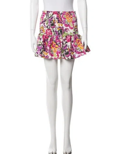 Pre-owned Misa Floral Print Skirt In White