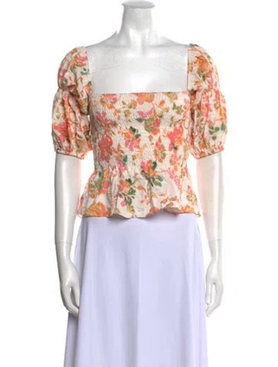Pre-owned Misa Floral Print Square Neckline Crop Top W/ Tags In Multi
