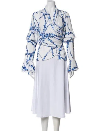 Pre-owned Misa Floral Print V-neck Blouse In Multi