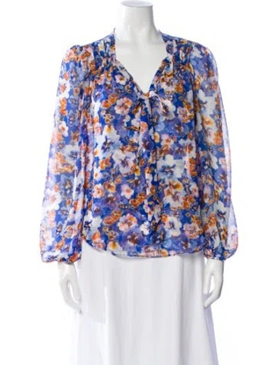 Pre-owned Misa Floral Print V-neck Blouse In Multi