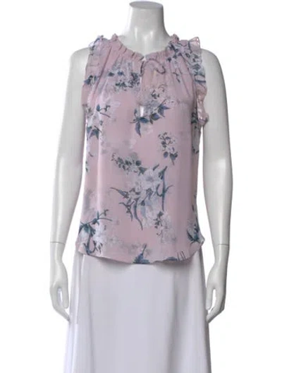 Pre-owned Misa Floral Print V-neck Blouse In Pink