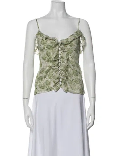 Pre-owned Misa Floral Print V-neck Top