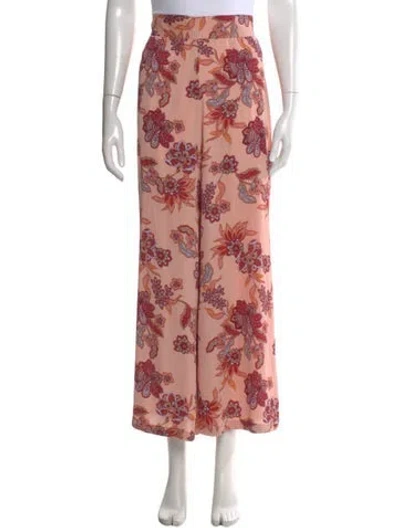 Pre-owned Misa Floral Print Wide Leg Pants In Neutral