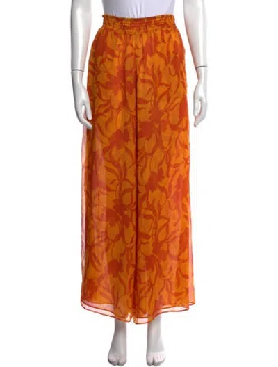 Pre-owned Misa Floral Print Wide Leg Pants In Orange