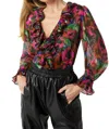 Misa Florence Top In Jewel Tone Flora In Multi