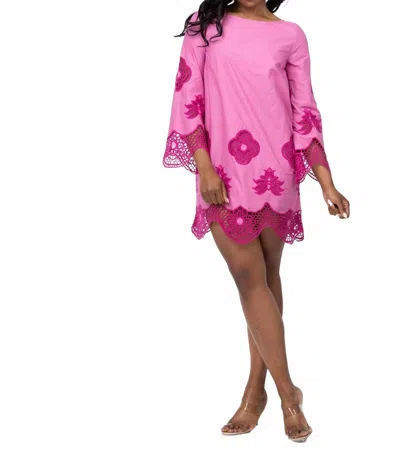Misa Gallica Dress In Fuchsia Embroidered Lace In Pink
