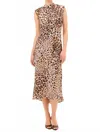 Misa Giselle Midi Dress In Leopard In Brown
