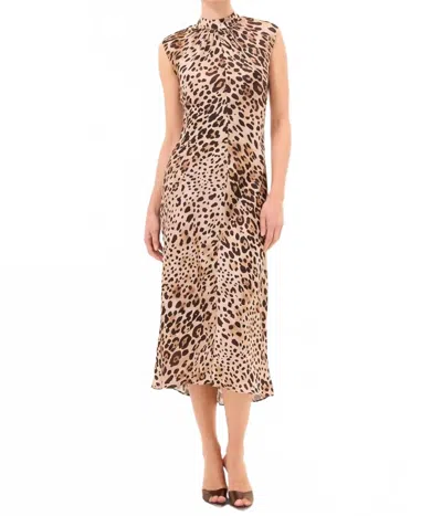 MISA GISELLE MIDI DRESS IN LEOPARD PRINT