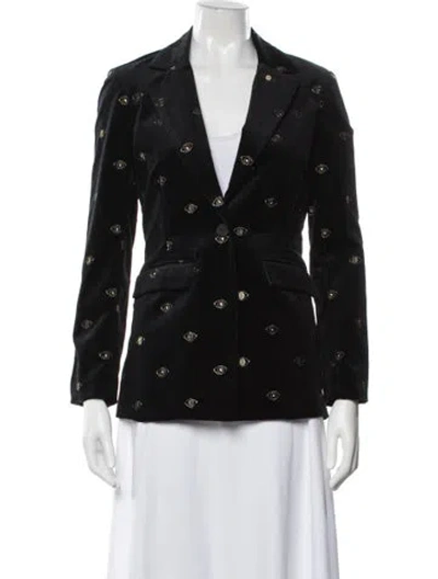 Pre-owned Misa Graphic Print Blazer In Black