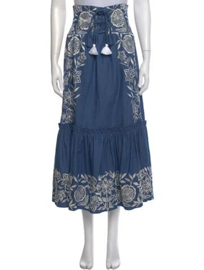 Pre-owned Misa Graphic Print Midi Length Skirt In Blue