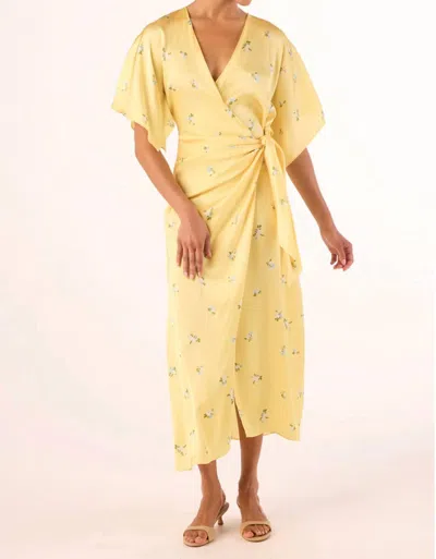 Misa Hadassa Midi Dress In Space Ditsy Yellow
