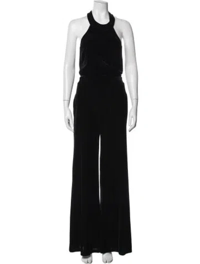Pre-owned Misa Halterneck Jumpsuit In Black