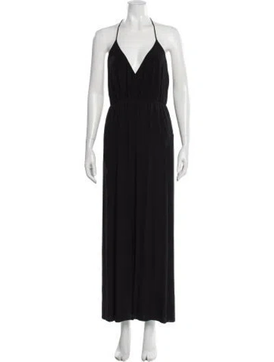 Pre-owned Misa Halterneck Long Dress In Black