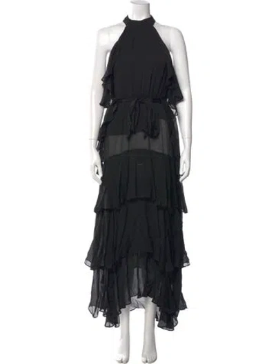 Pre-owned Misa Halterneck Long Dress In Black