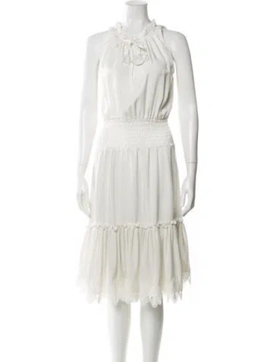 Pre-owned Misa Halterneck Midi Length Dress In Blue