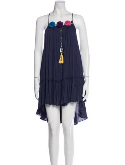 Pre-owned Misa Halterneck Mini Dress In Blue