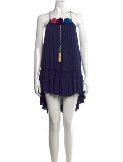 Pre-owned Misa Halterneck Mini Dress In Blue