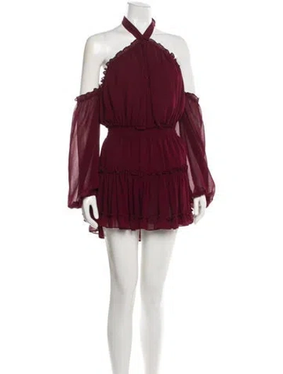 Pre-owned Misa Halterneck Mini Dress In Burgundy