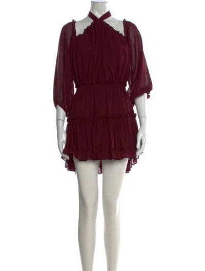 Pre-owned Misa Halterneck Mini Dress In Burgundy