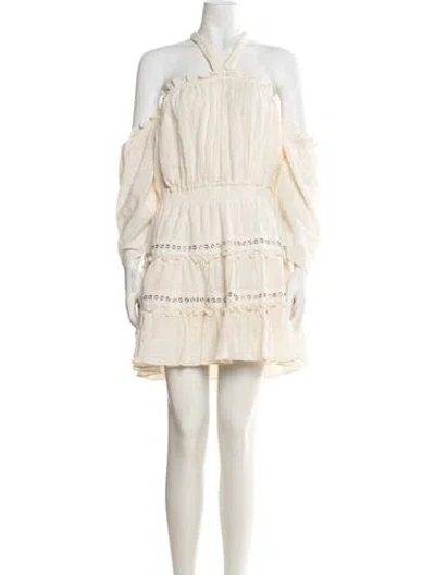 Pre-owned Misa Halterneck Mini Dress In Neutral