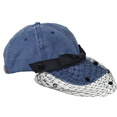 Misa Harada Millinery Women's Blue Gigi Veiled Baseball Cap In Washed Denim