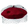 Misa Harada Millinery Women's Floe Heart Veiled Beret In Red Wool Knit In Red