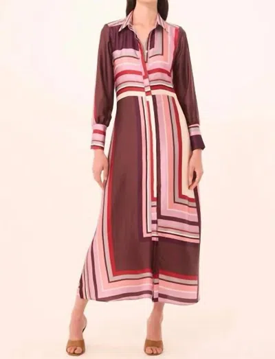 Misa Herminia Midi Dress In Chocolate Geo Stripe In Multi