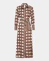 Misa Herminia Satin Midi Shirtdress In Choco Rattan Tle Mix