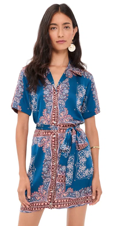 Misa Holland Bandana Dress Sapphire Tapis Satin In Blue