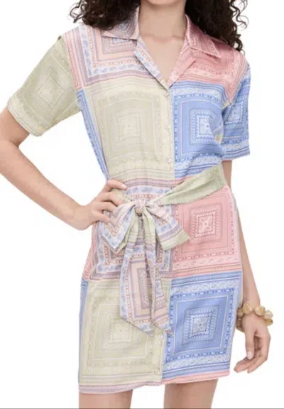 Misa Holland Tiles Dress In Pastel In White