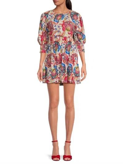 Misa Honor Floral Mini Dress In Pink Multi