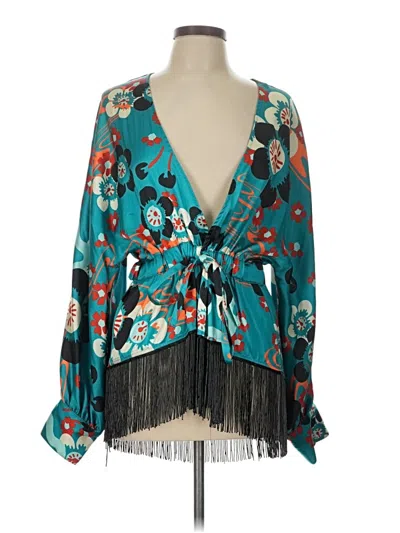 Pre-owned Misa Hylton For Inc 3/4 Sleeve Blouse In Blue