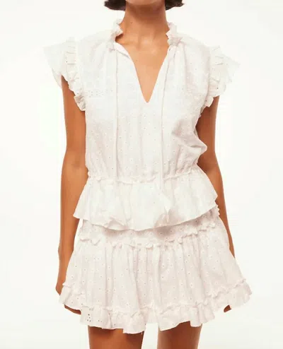 MISA ILIANA MINI DRESS IN WHITE EYELET