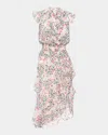Misa Ilysa Asymmetric Chiffon Midi Dress In Spring Ditsy Chf