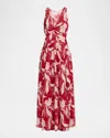 Misa Imogen Cherry Flora Maxi Dress In Red