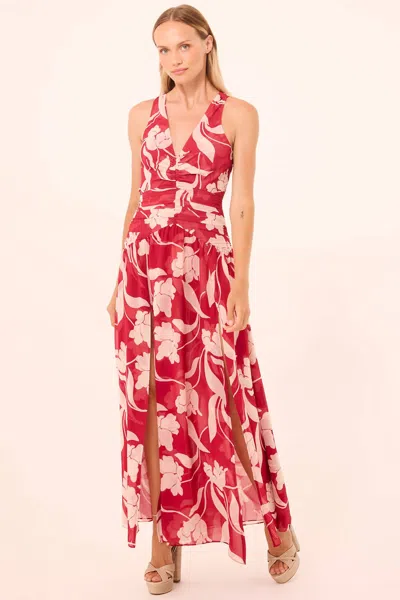 Misa Imogen Maxi Dress In Cherry Flora In Red