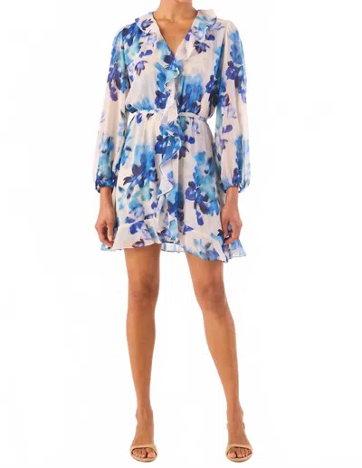 Misa Iris Dress In Blurred Bouquet Chiffon In Multi